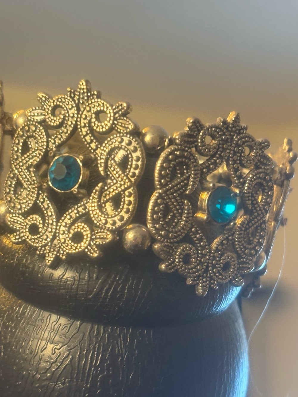 Silver Filigree Pendant Necklace with Teal Stones - Women Jewelry